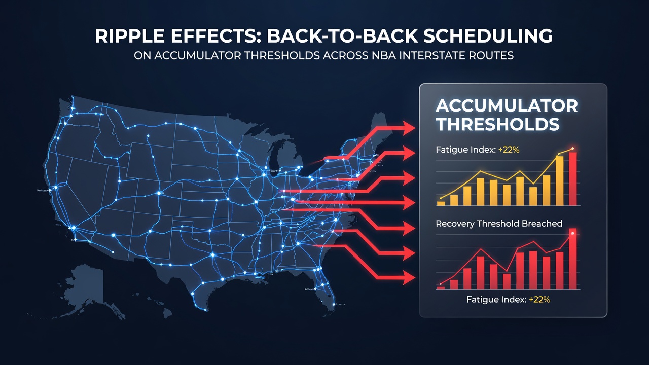 Diagramm mit Leistungsdaten und Schwellenwertverschiebungen bei NBA-Teams nach Back-to-Back-Spielen