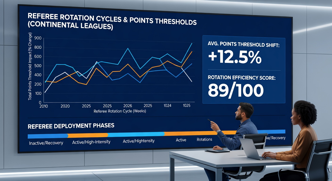 Statistische Grafik zu Punktetotals nach Schiedsrichter-Rotationen in Basketball-Ligen